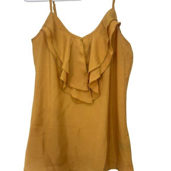 Vintage Timing Y2K Musthard Yellow Ruffle Front Cami Top Women SZ Medium - Picture 2 of 9